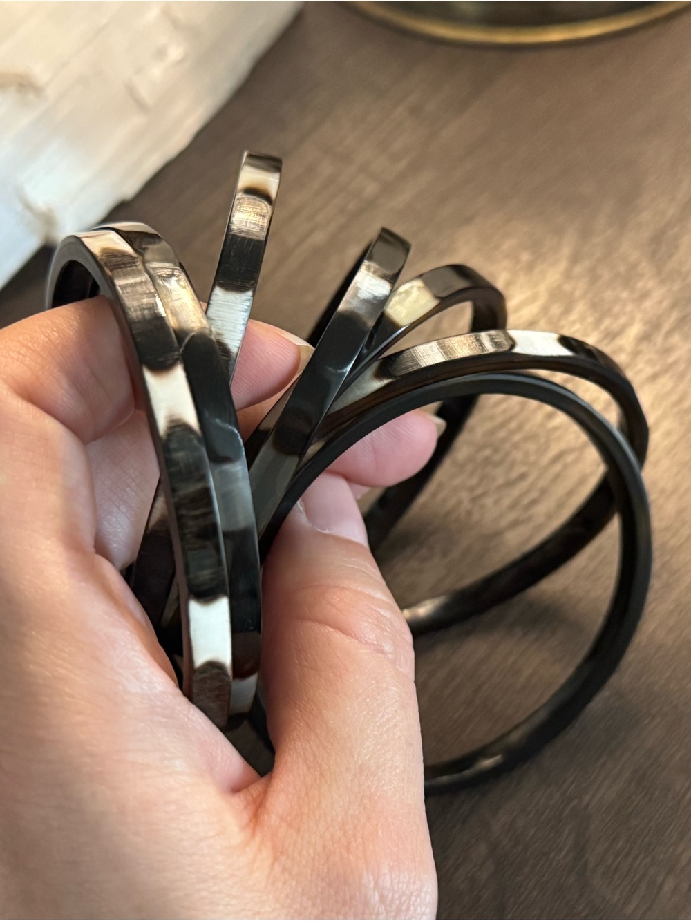 Buffalo Horn Bangle Bracelets Black Stackable Boho Cuff, Jewelry